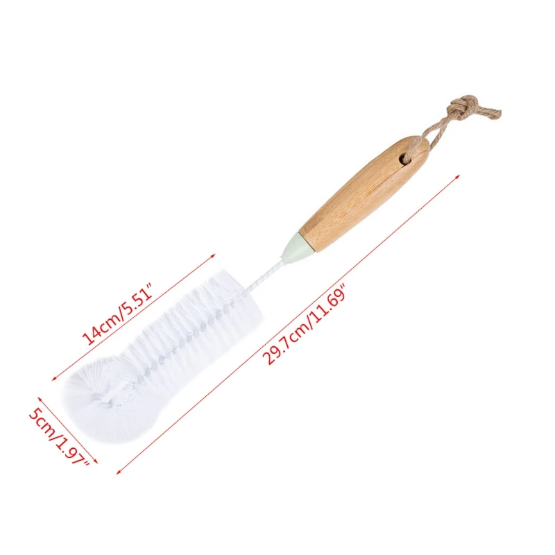 

T84E Multifunctional Wooden Long Handle Cup Bottle Cleaning Brush Hangable Dish Bowl Washing Tools Kitchen Accessories Household