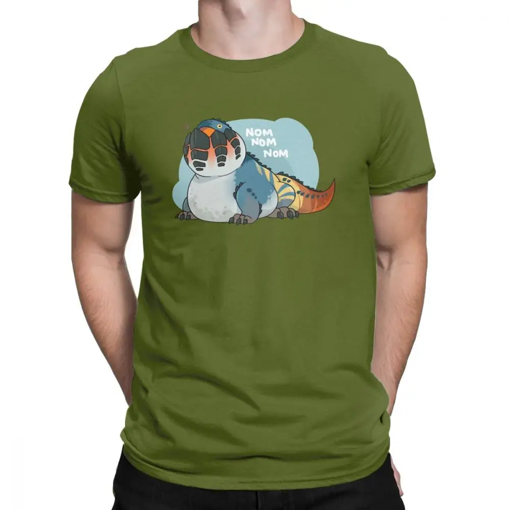 Dodogama Monster Hunter World футболки мужские хлопковые Забавные футболки футболка с круглым вырезом одежда с коротким рукавом Подарок Идея размера плюс - Цвет: Армейский зеленый