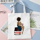 Сумка Nutella женская с графическим принтом, милый саквояж для покупок, модная эстетичная белая вместительная сумочка в стиле Харадзюку