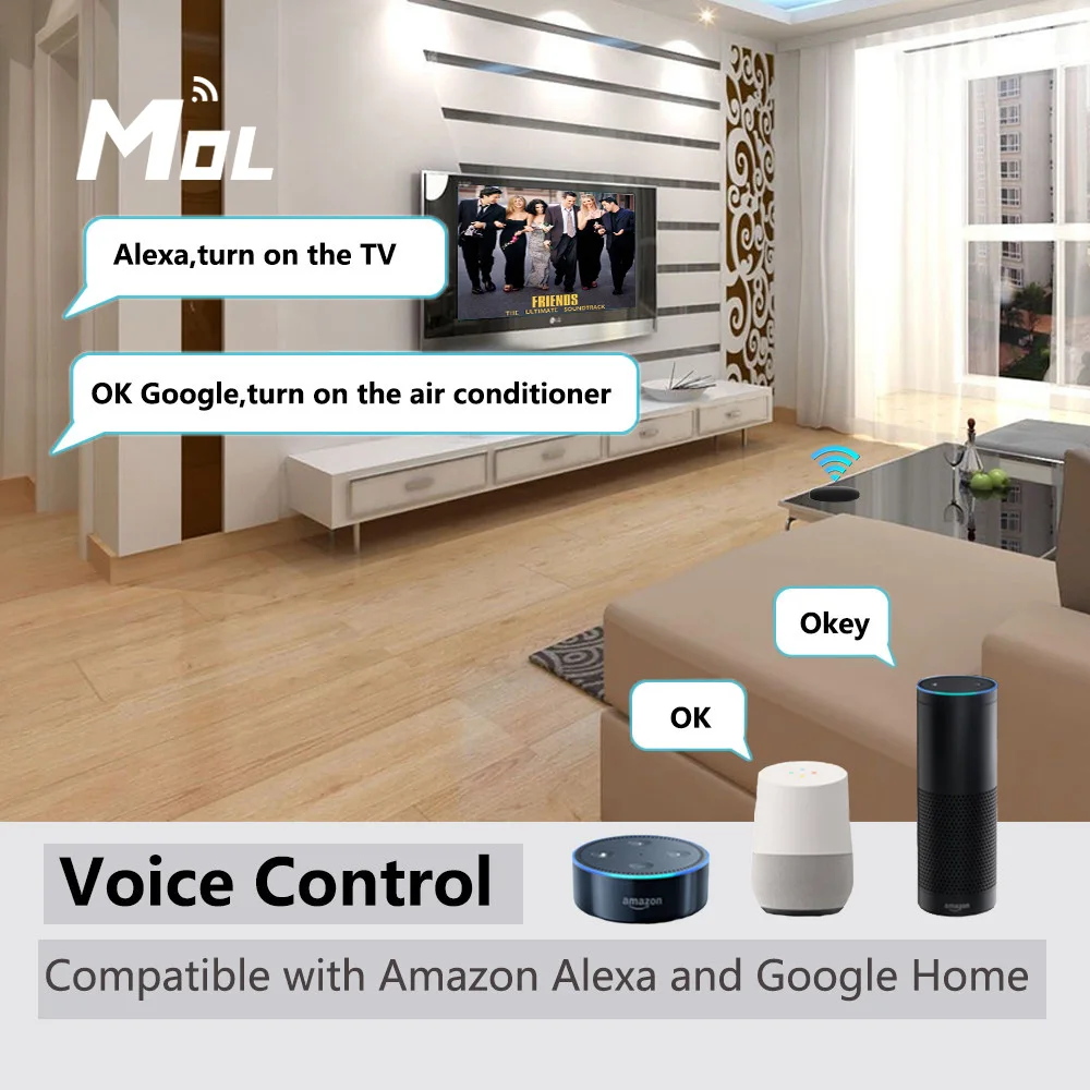 

MOL Tuya Smart IR Remote Control WiFi Universal for Air Conditioner TV AC DVD AUD Voice Work with Alexa Google Home