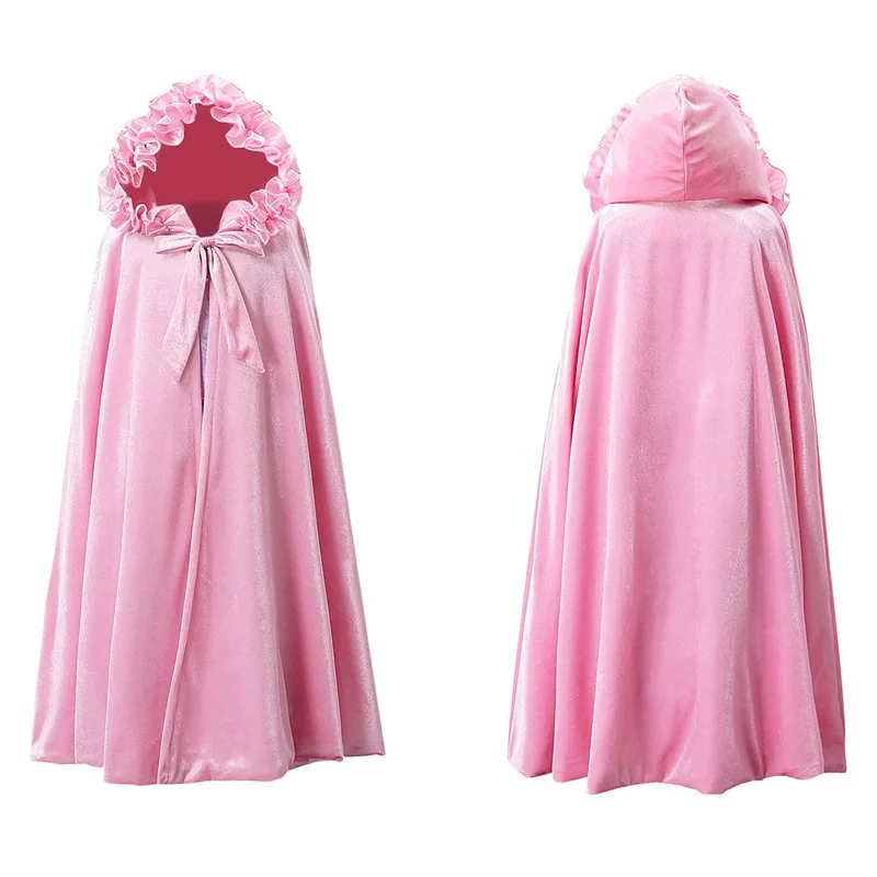 Накидка принцессы с капюшоном для девочек велюровый нарядный костюм детское