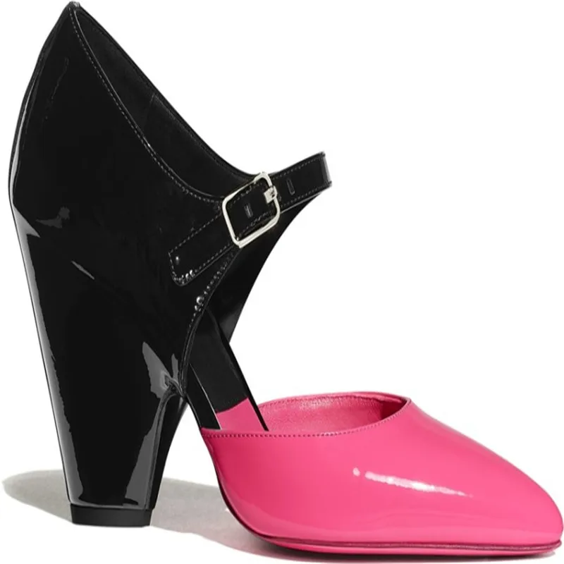 Летние женские туфли лодочки на высоком каблуке с острым носком Полусапожки