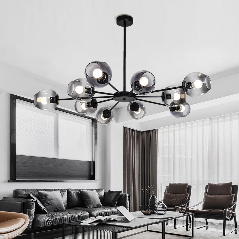 

Modern LED Chandelier for Living Room Bedroom Glass Lampshade Metal Lamp Body Loft Chandeliers Ceiling Home Decor Hanging Light