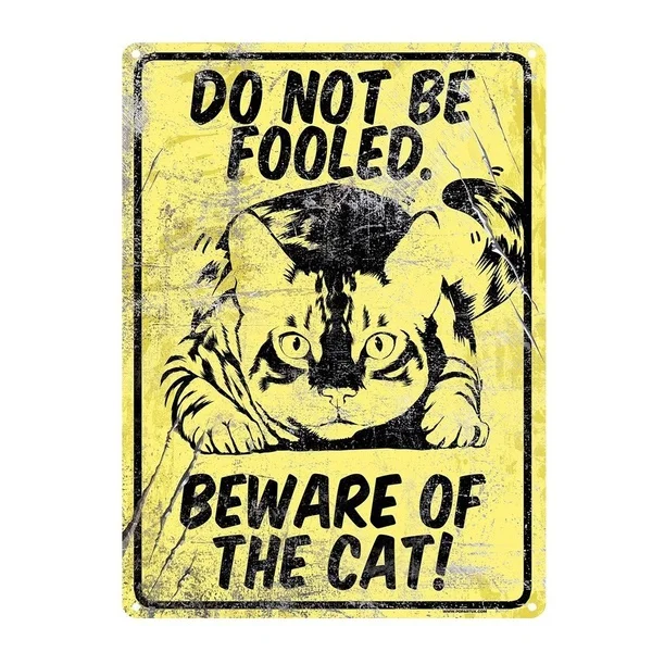 

Beware Of The Cat Retro tin sign nostalgic ornament metal poster garage art deco bar cafe shop