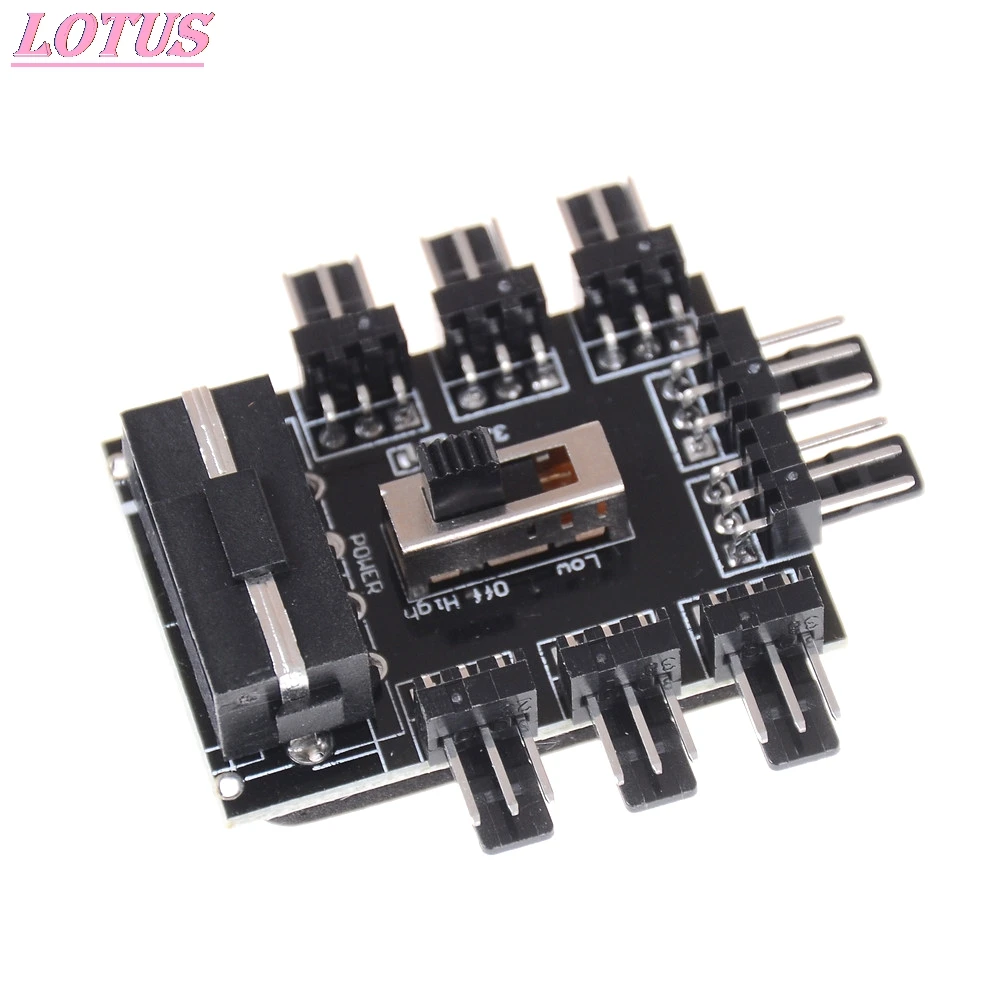 

1 To 8 Way Splitter Cooler Cooling Fan Hub 3pin 12V Power Socket PCB Adapter 2 Level Speed Control PC Computer IDE Molex 1PC