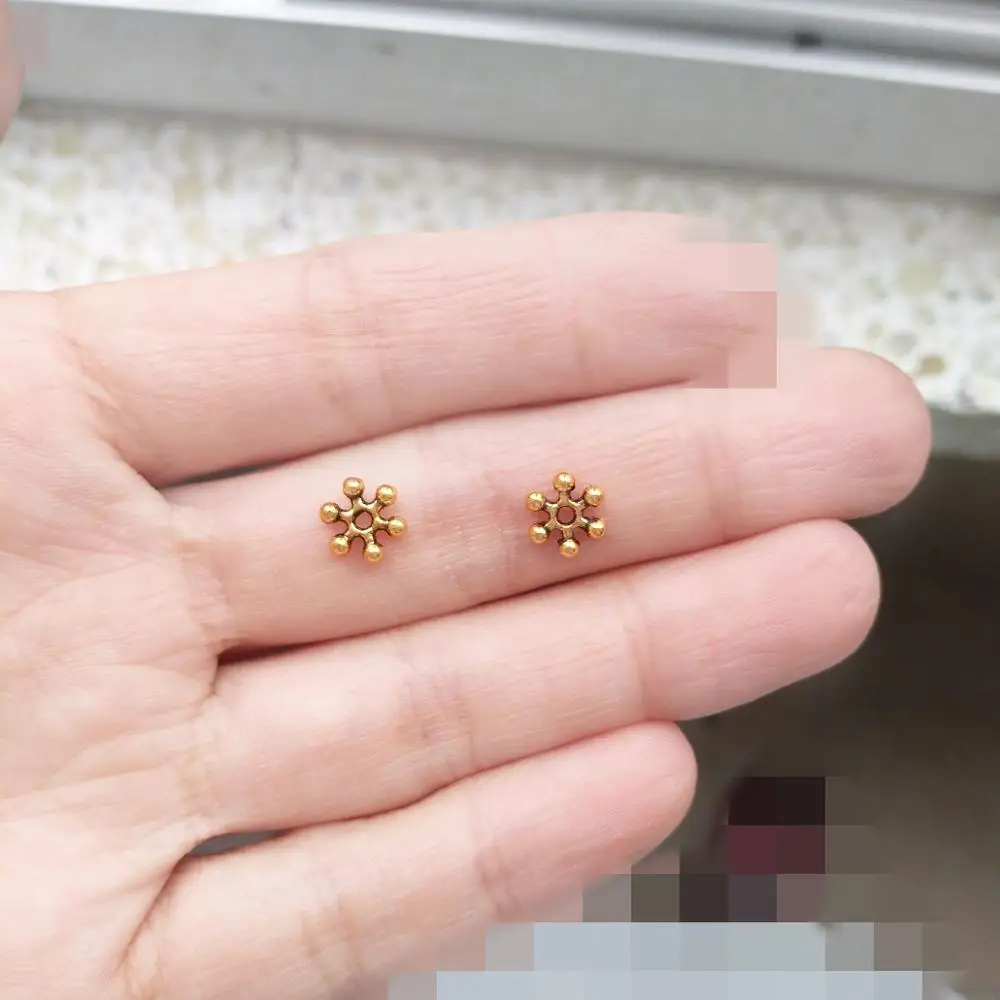 

jewelry components vintage gold spacer snowflake flat diy handicraft accessories brooches necklaces metal 7mm fashion 700pcs/bag