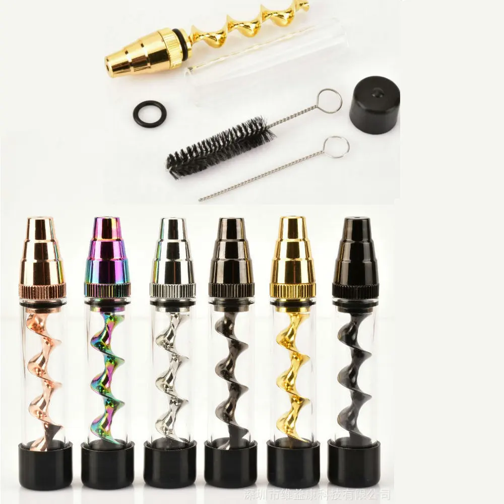 

Glass twisty Blunt Pipes Round Mouth Vaporizer Smoking Tobacco Dry Grass Hand Tube Kit Material Brass Weed Pipe Bong Accessories