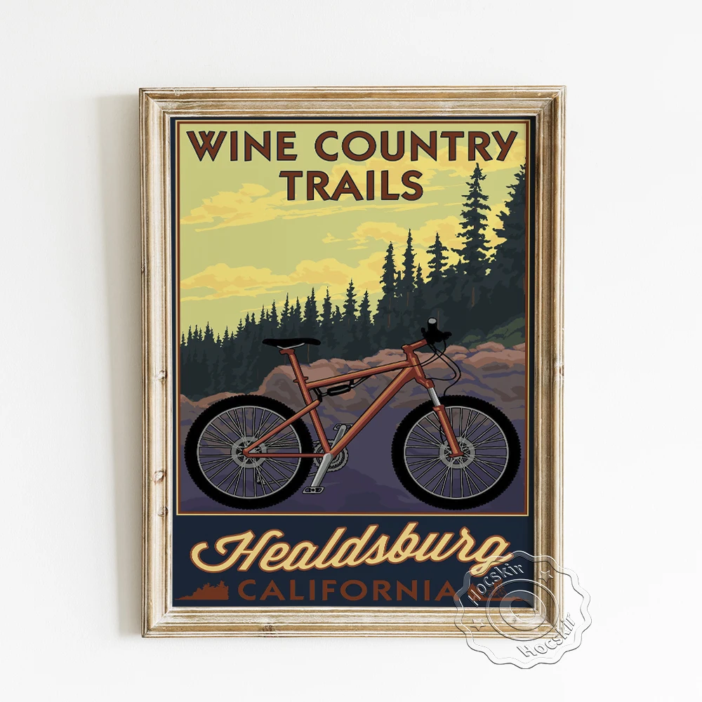 Дорожный рекламный плакат Калифорния хельсберг пейзаж на холсте с винной