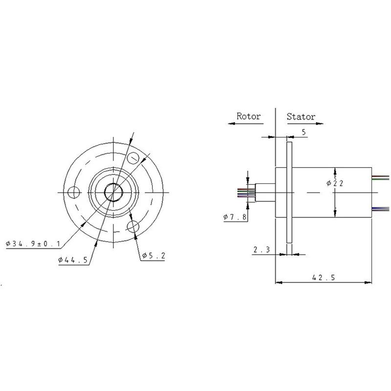 

1PCS 22MM Diameter 3 Channel 15A Power Cable with 6 Channel 2A Signal Cable Conductive Slip Ring PTZ Collector Ring Brush