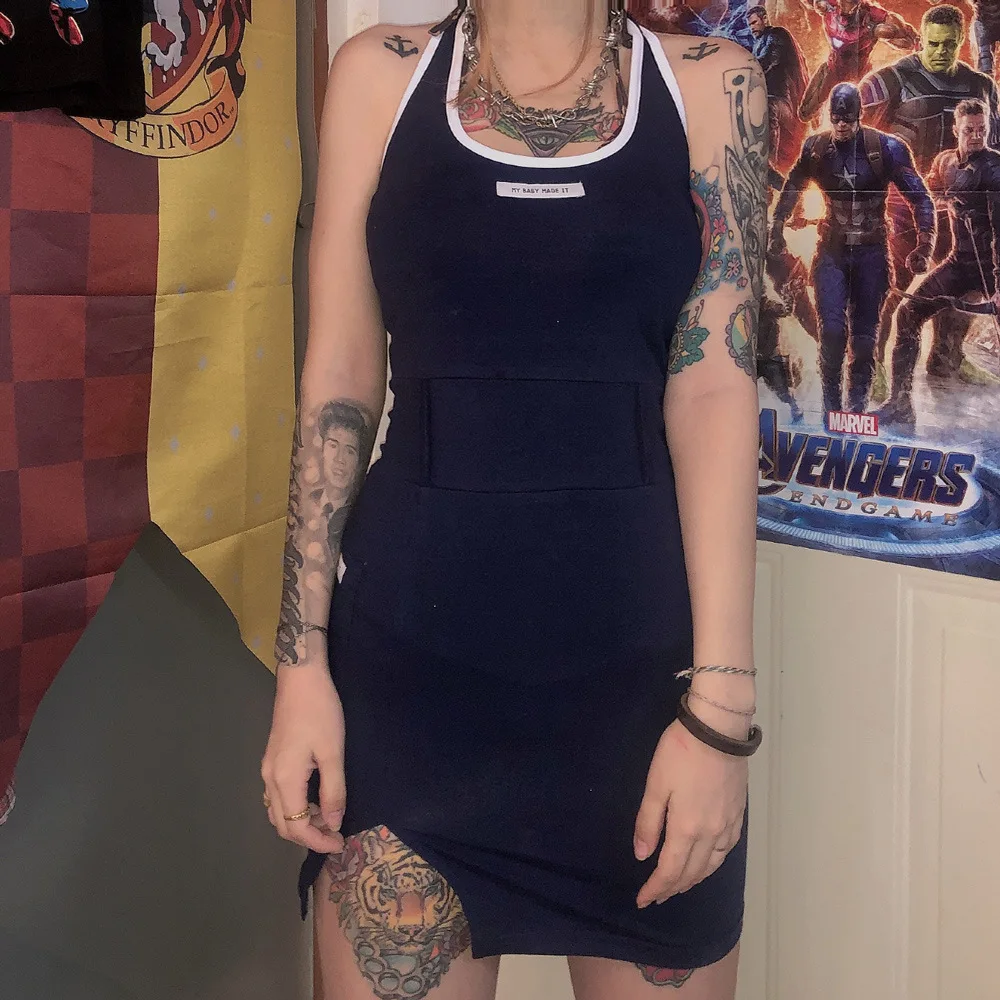 Женское летнее платье Новое поступление 2020 сексуальные темно-синие Черные