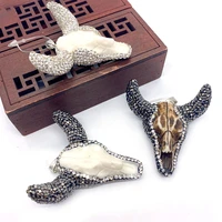 acrylic bull head pendant is used to make craft jewelry white coffee color vintage tribal necklace pendant size 50x55mm
