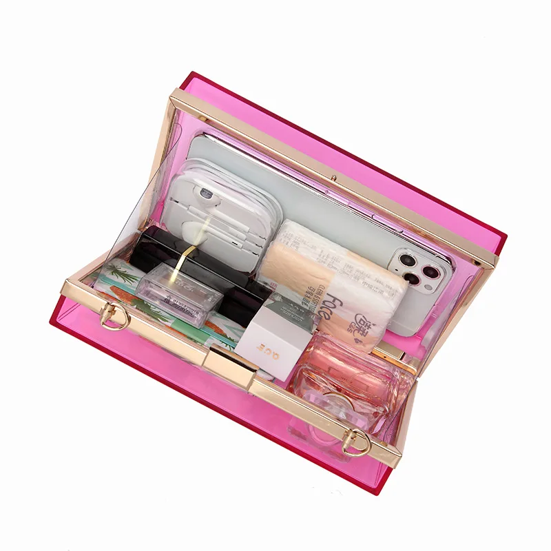 

fashion acrylic box women shoulder bags designer handabgs luxury transparent crossbody bag clear pvc evening clutch small purses