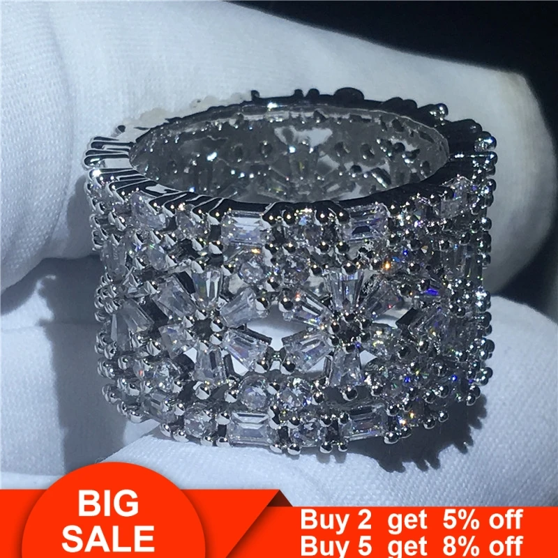 Женское Обручальное Кольцо AAAA с роскошным цветком и фианит из стерлингового