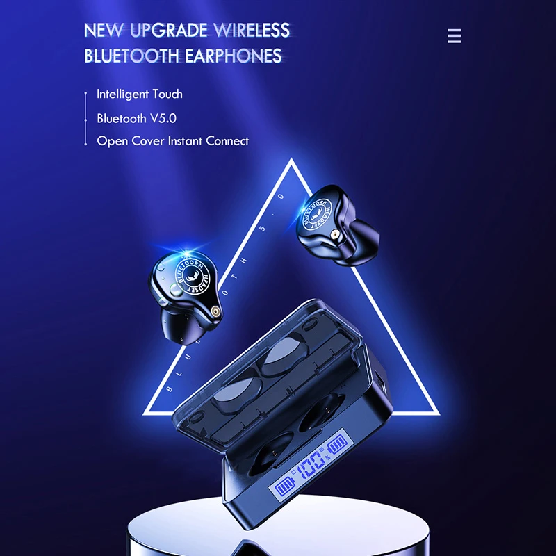 

Wireless Bluetooth Earphones LED Power Display 9D Stereo Wireless Headphone Waterproof Game Sport Earbuds 3600mAh Charging Case