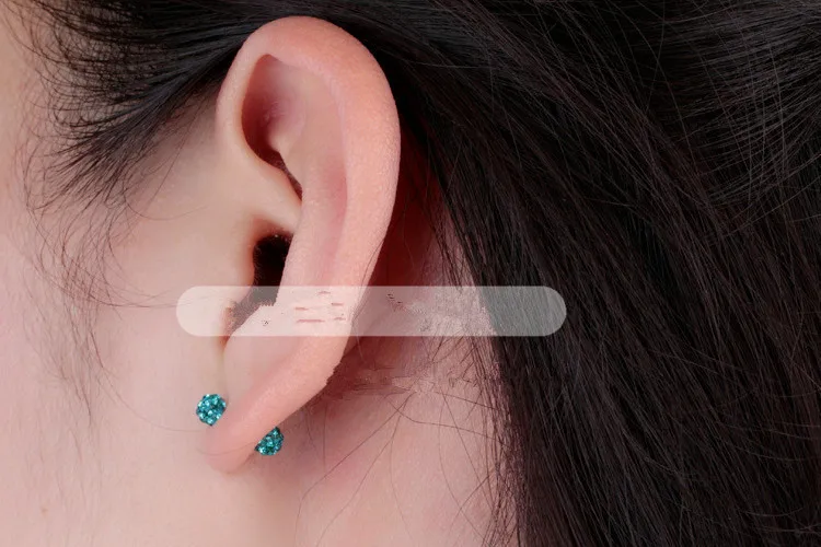 Серьги гвоздики из титановой нержавеющей стали с кристаллами 4 мм 5 6