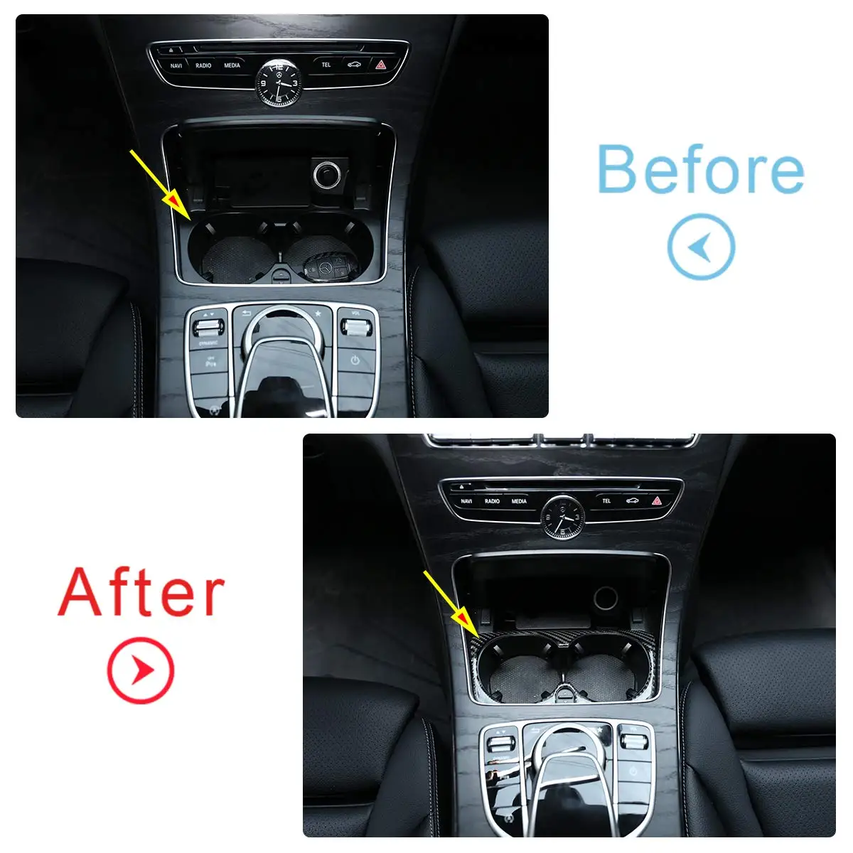 Мягкая карбоновая центральная консоль подстаканник рамка отделка для Mercedes Benz E C