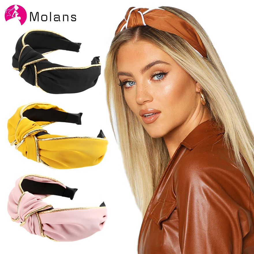 Ободок Molans с контрастными перекручивающимися узелками однотонная широкая