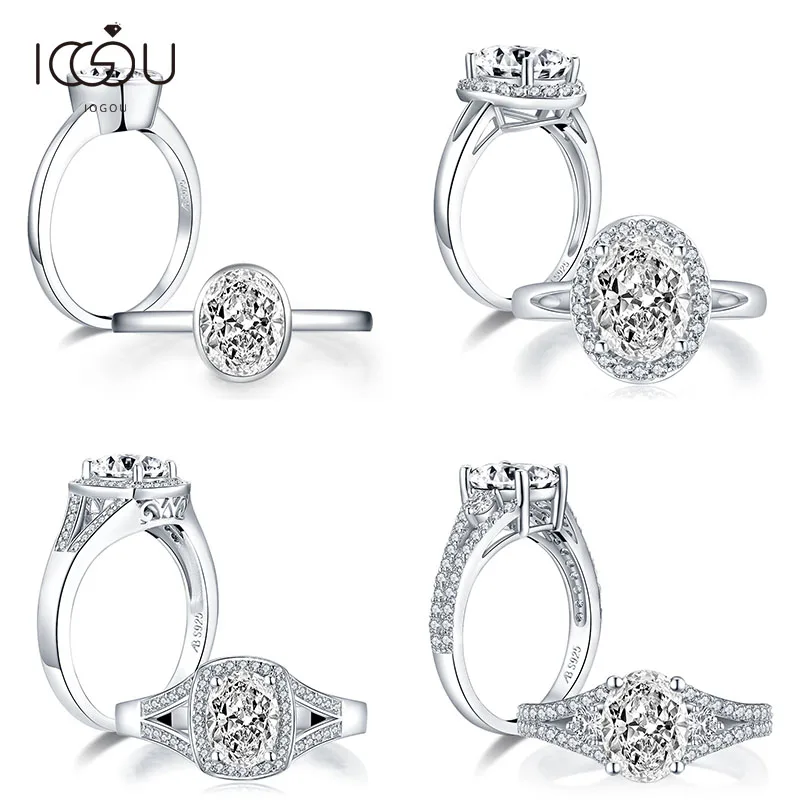 

IOGOU 1,25/2/3CT стерлингового серебра 925 Для женщин кольца овальным вырезом CZ Циркон Кольца для Для женщин тонкой Серебряные ювелирные изделия Об...