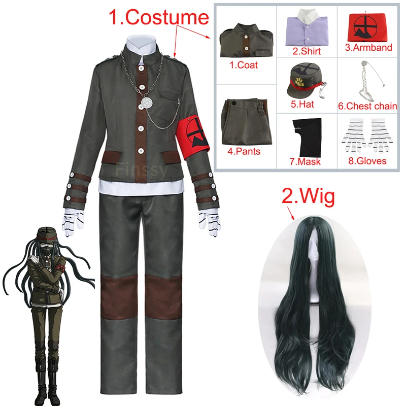 

Аниме Danganronpa Korekiyo Shinguji косплей костюм парик Шляпа Маска для хеллоуина и карнавала для мужчин костюм