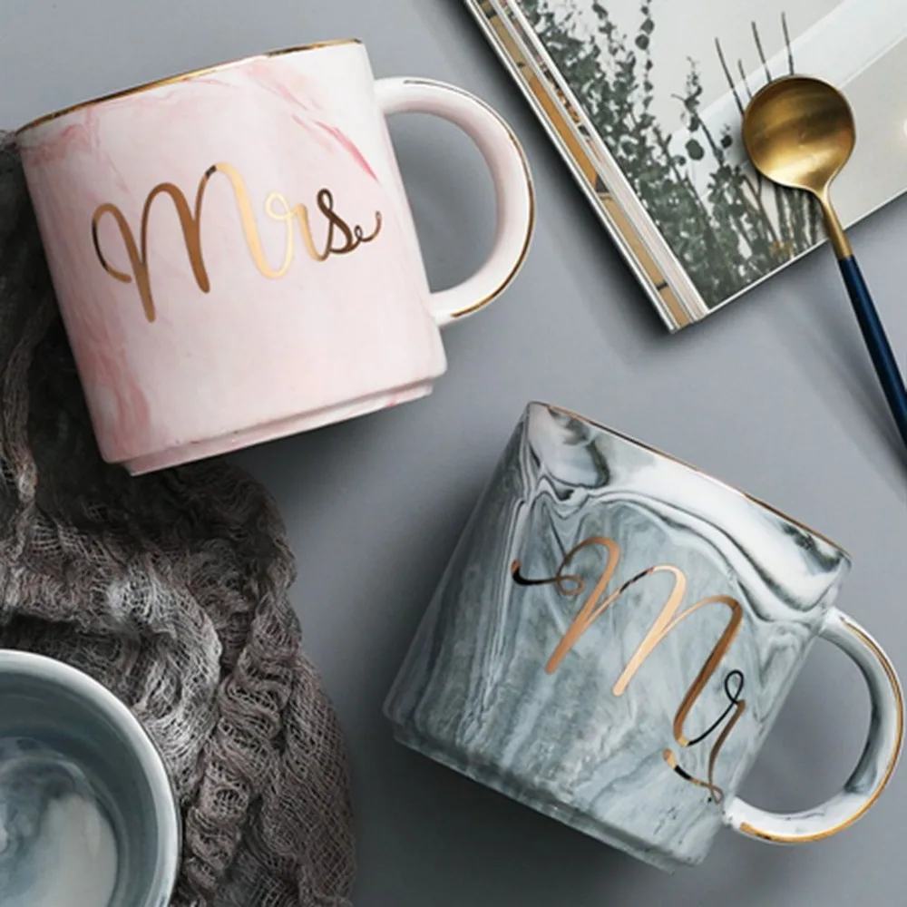 Mr. Mrs керамическая мраморная кружка кофейная чашка для чая молока завтрака