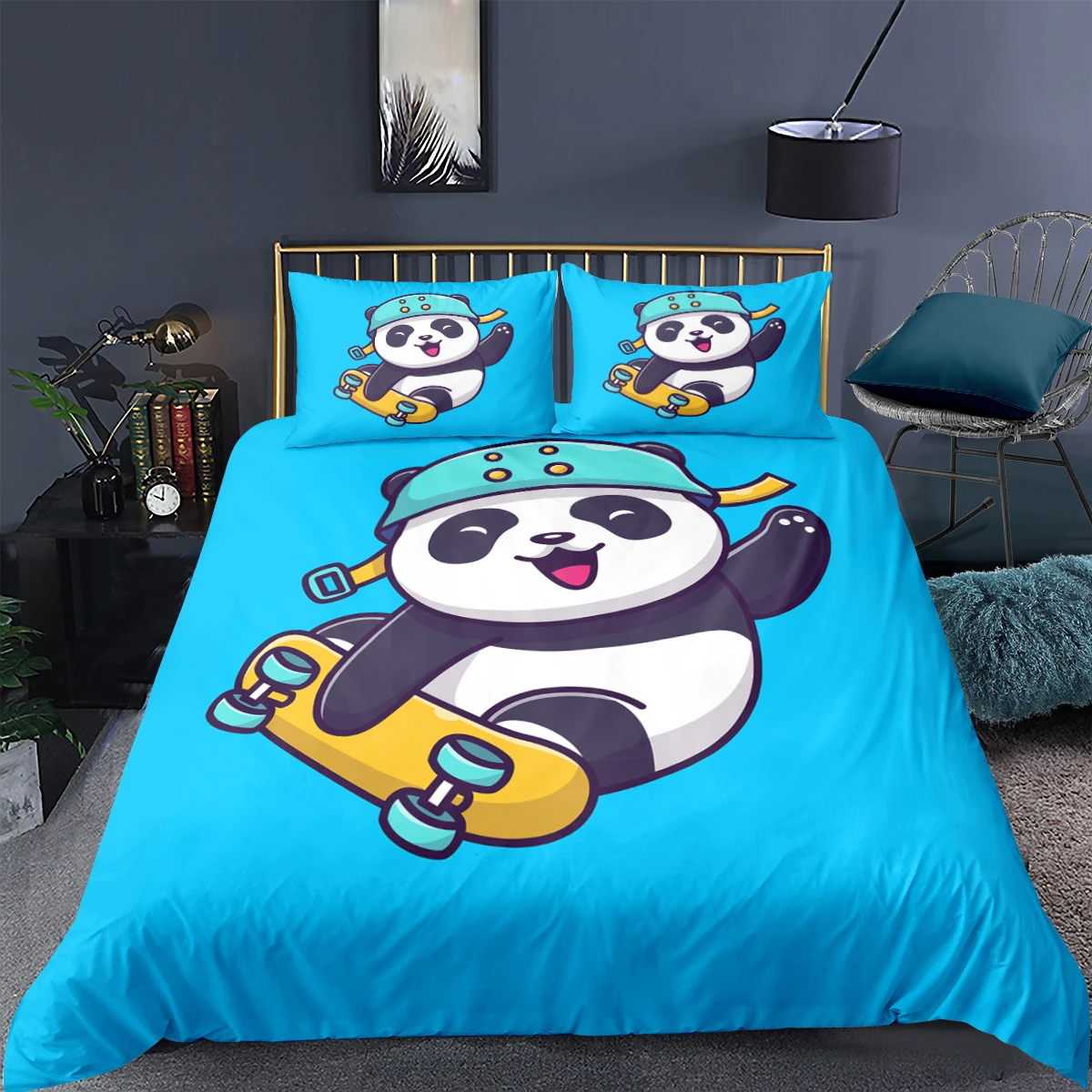 

Cartoon Panda Bedding Set 3D Lovely Animals Duvet Cover Home Textile Soft Bed Set Single Queen King Size for Kids Quilt Cover
