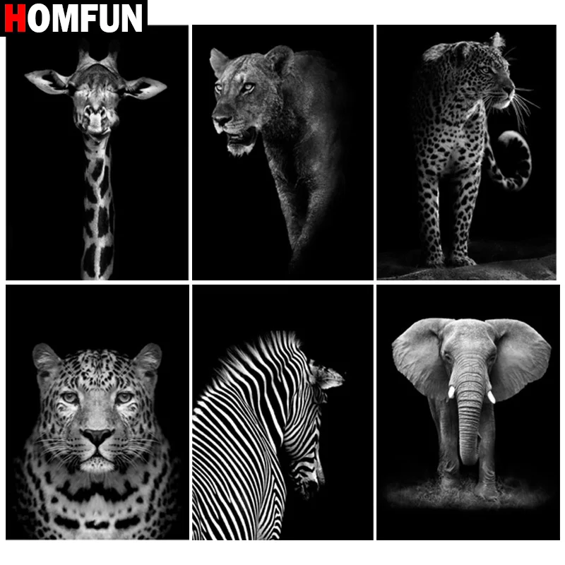 Алмазная 5D картина HOMFUN сделай сам вышивка крестиком из смолы с животными слоном