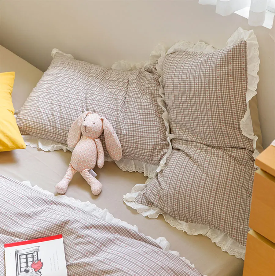 

Romantic green ruffled bedding set teen kid,cotton full queen king cute double home textile bed sheet pillow case duvet cover