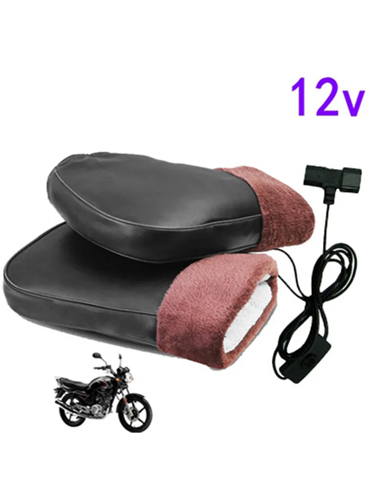 

12V Motorcycle Handle Bar Muff Cover Windproof Detachable Electric Heating Winter Warm Keeping Gloves For Scooters Motorbike New