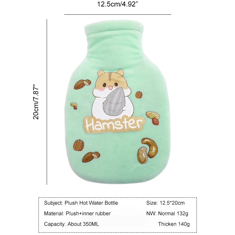 350 мл плюшевая Бутылка горячей воды теплые милые Мультяшные животные ручные