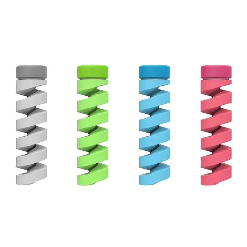 

4 Pcs Cable Protector Bobbin Winder Data Line Case Rope Protection Spring Twine for Phone USB Earphone Cover