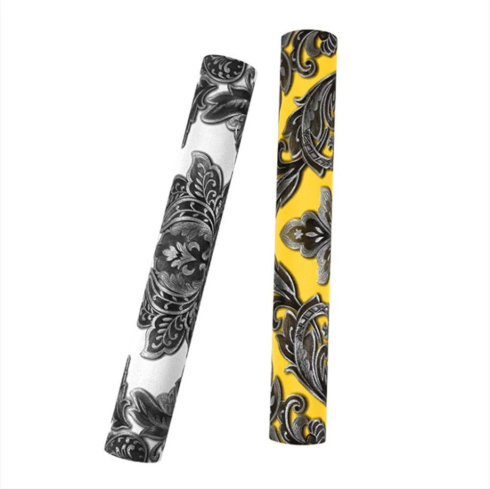 

Q QIHANG Modern Luxury European Style PVC 3D Damask Wallpaper for Living Room Tv/Bar Black&Yellow 1.73' W x 32.8' L