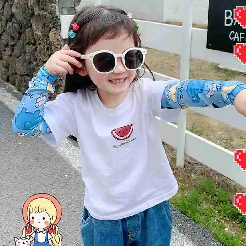 

Children's Ice Silk Sleeve Summer Sun Sleeve Sleeve Boy And Girl Arm Sleeve Cartoon Ice Sleeve Arm Guard Outdoor Sports