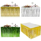 Золотая фольга Fringe стол юбка металлик занавеска с блестками серебристого цвета гирлянды с кисточками в деревенском стиле Свадебные украшения на день рождения вечерние Декор
