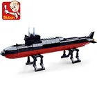 Конструктор Военный флотский, стратегическая ядерная подводная лодка, SSBN, боевой корабль, наборы строительных блоков, обучающие игрушки для детей