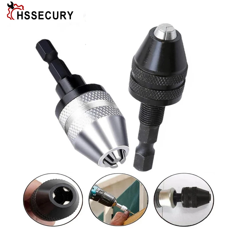 

Keyless Drill Chuck Screwdriver 0.3-3.6mm Conversion Tool 1/4" Hex Shank Quick Change Adapter for Electric
