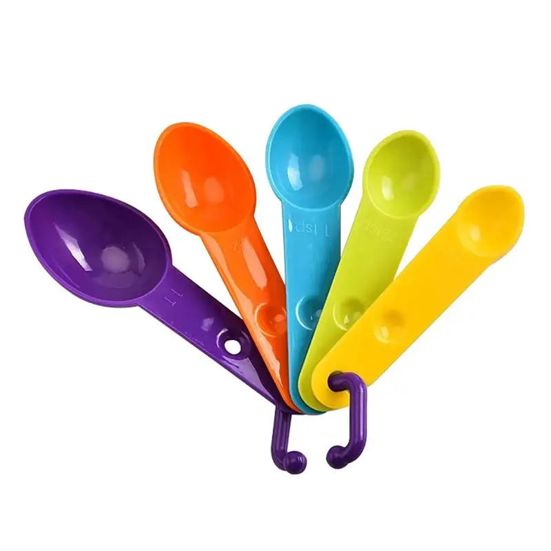 

5Pcs/set Lovely Colorful Plastic Measuring Cups Measure Spoon Kitchen Tool Kids Spoons Measuring Set Tools For Baking Coffee Tea