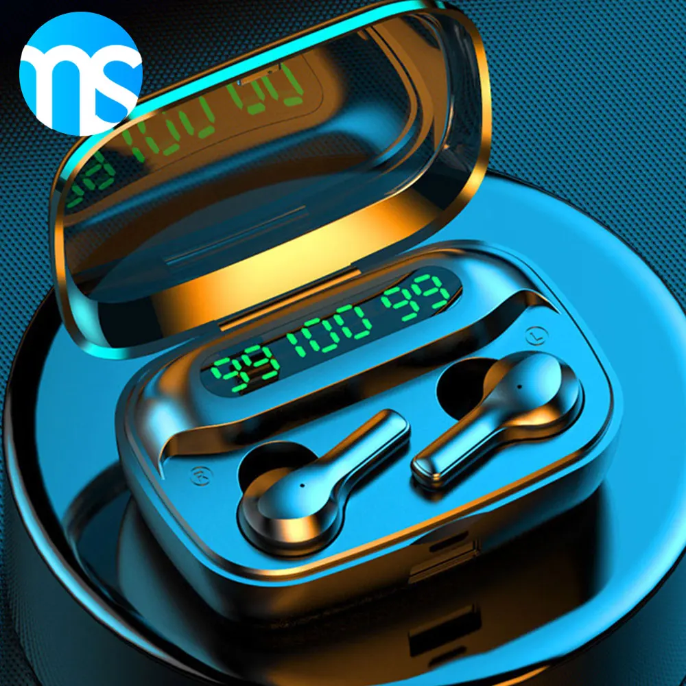 

Ms 9D Professional Noise-Canceling Bluetooth Headphone With Mic Ipx7 Waterproof Fitness Headset Independent In-Ear Earphone