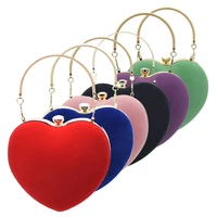 valentine bridal wedding velvet heart clutch bag women party purse dinner banquet handbag velvet heart purse evening bag