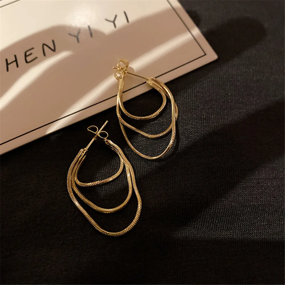 

Fashion Gold Multi-storey Chain Metal Earrings Pendants For Women Versatile Personality Ear Ring Female 2020 New Fine Jewelry