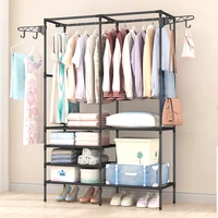 simple fashion coat rack large capacity bedroom wardrobe closet clothes hanger mutifunctional storage organizer floor shelf
