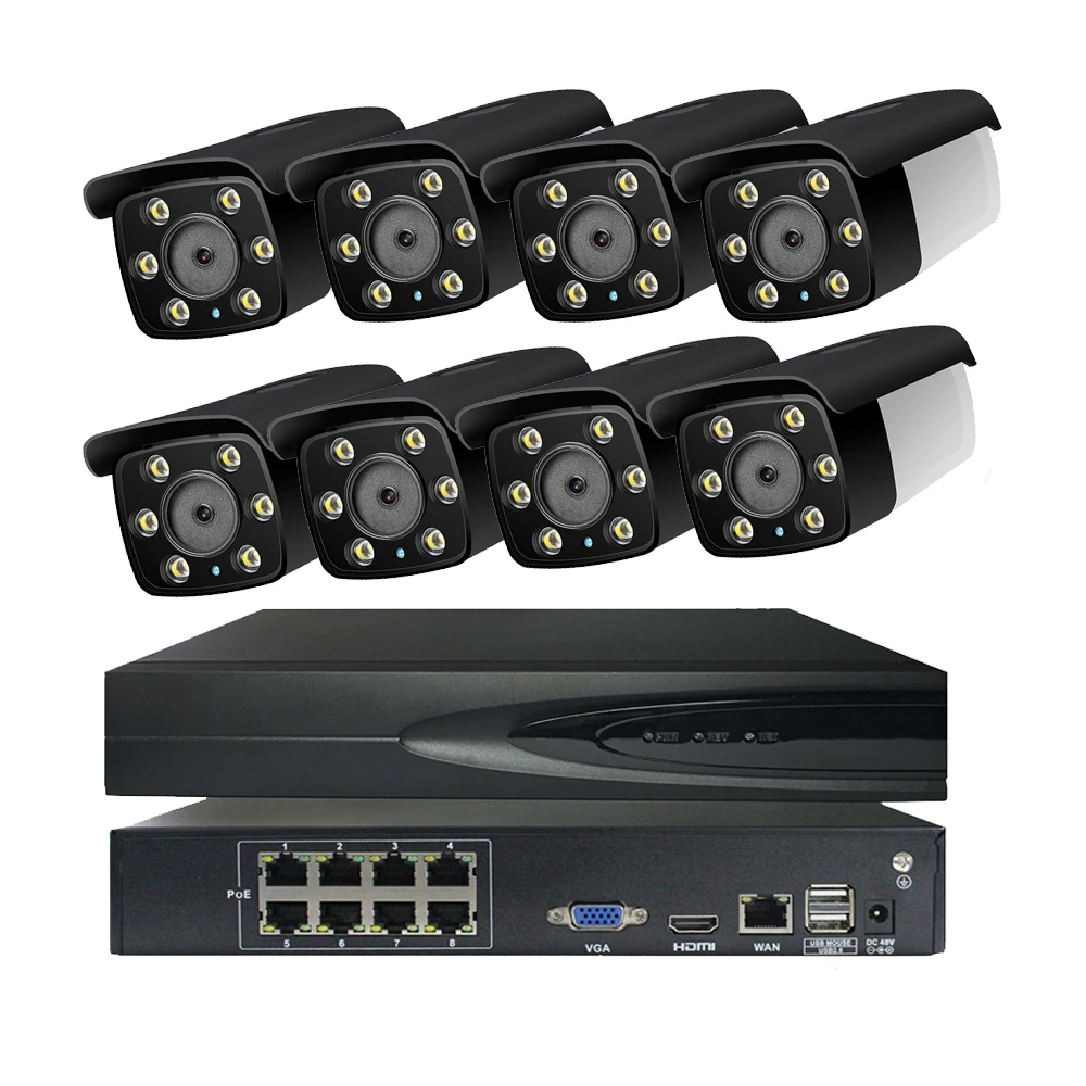 H.265 8CH 3MP CCTV система безопасности цветной дневной и ночной POE NVR комплект 3.0MP