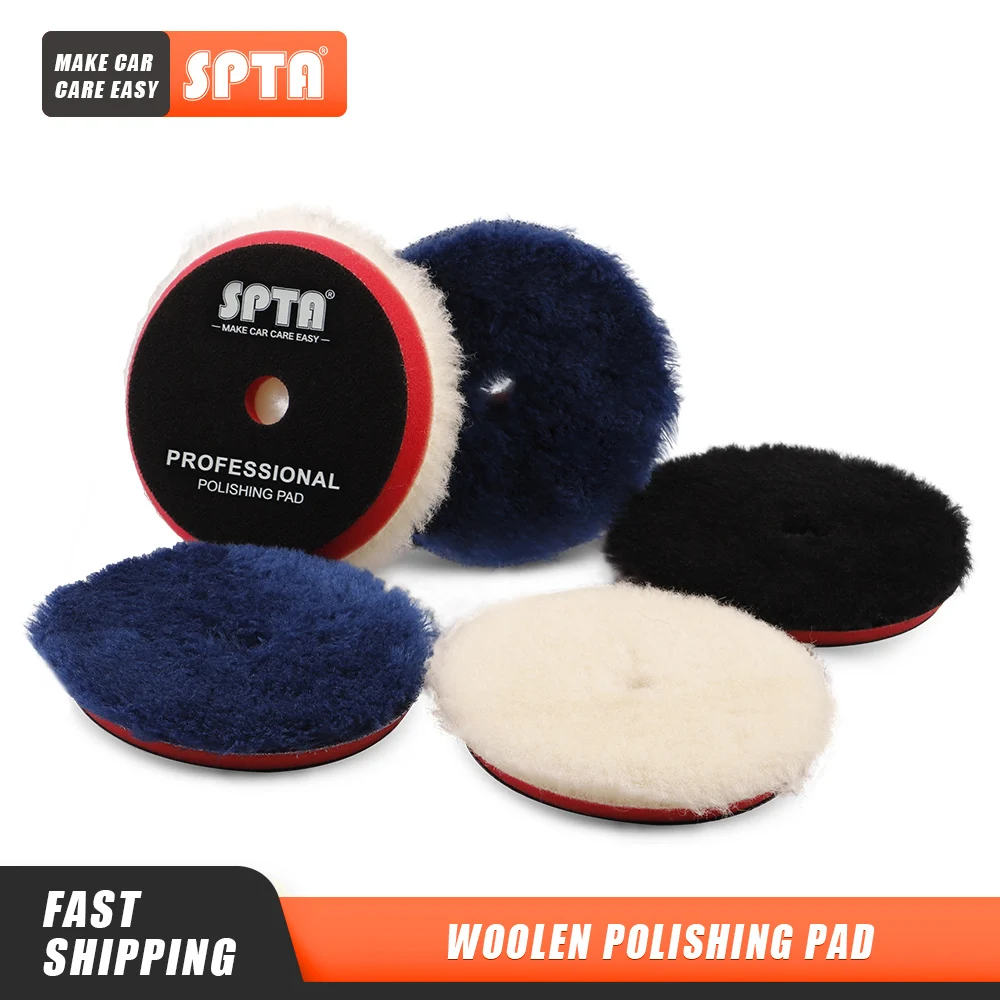 

(Bulk Sales 3Pcs & 15Pcs)SPTA 3"/5"/6" Wool Polishing Pad High Density Lambs Woollen Polish buffing Pad for Car Polisher