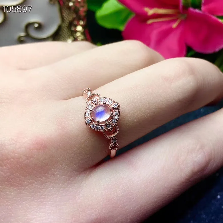 Лунный камень кольцо стихийных бедствий и реальный лунный обручальное Обручение