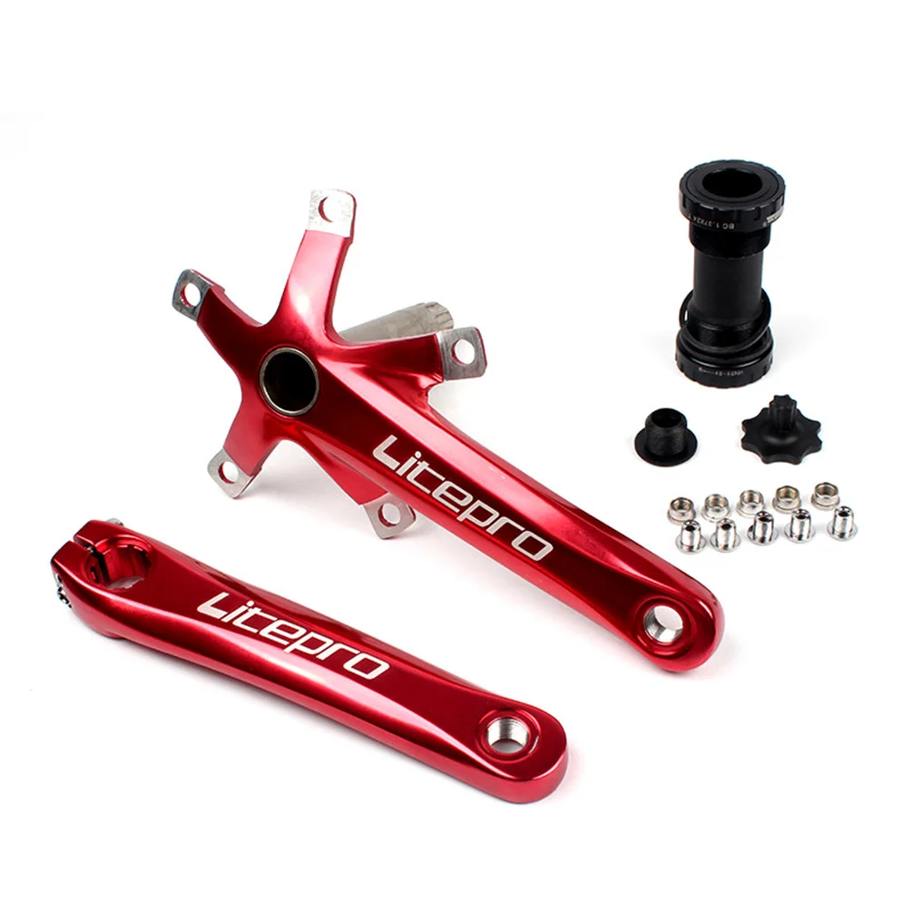2021NEW Litepro Folding Bicycle Curve Aluminium alloy 170mmHollow Integral MTB Mountain bike BCD 130 tooth Flat parts | Спорт и