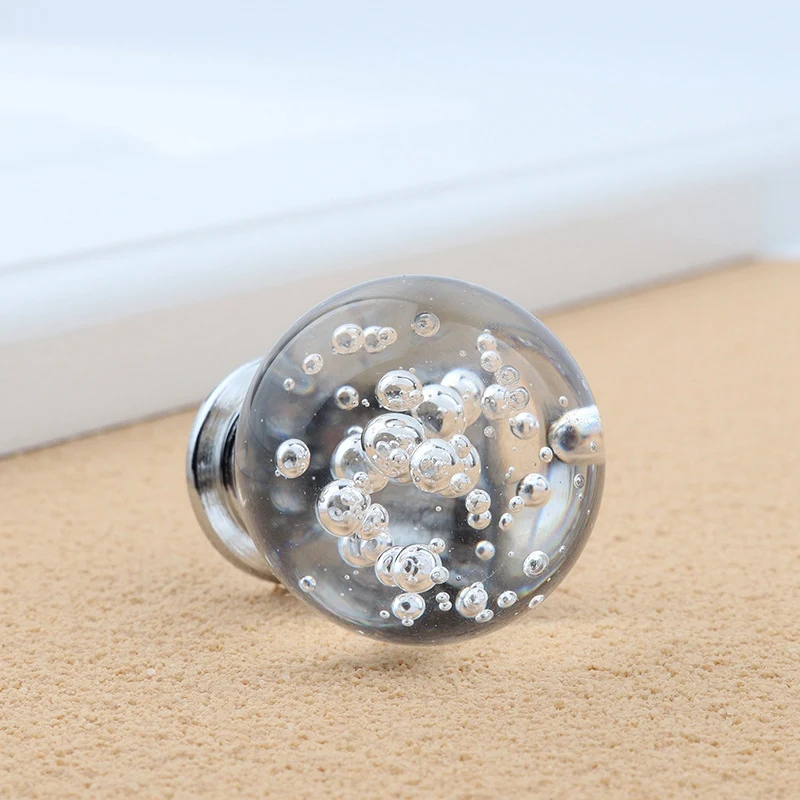 10 шт. 30 мм ручки для шкафа хрустальные круглые из стекла с пузырьками