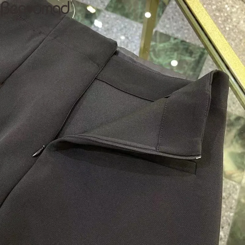 Bearomad 2021 Summer Women Fashion Black Shorts Casual Solid Pockets Button Loose Party Women's Hakama