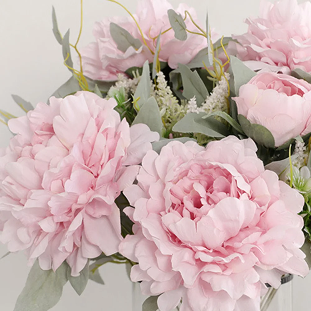 

7Big Heads Rose Pink Peony Artificial Flowers Bouquet Fake Flower for Home Bride Wedding Decoration Marriage Decor