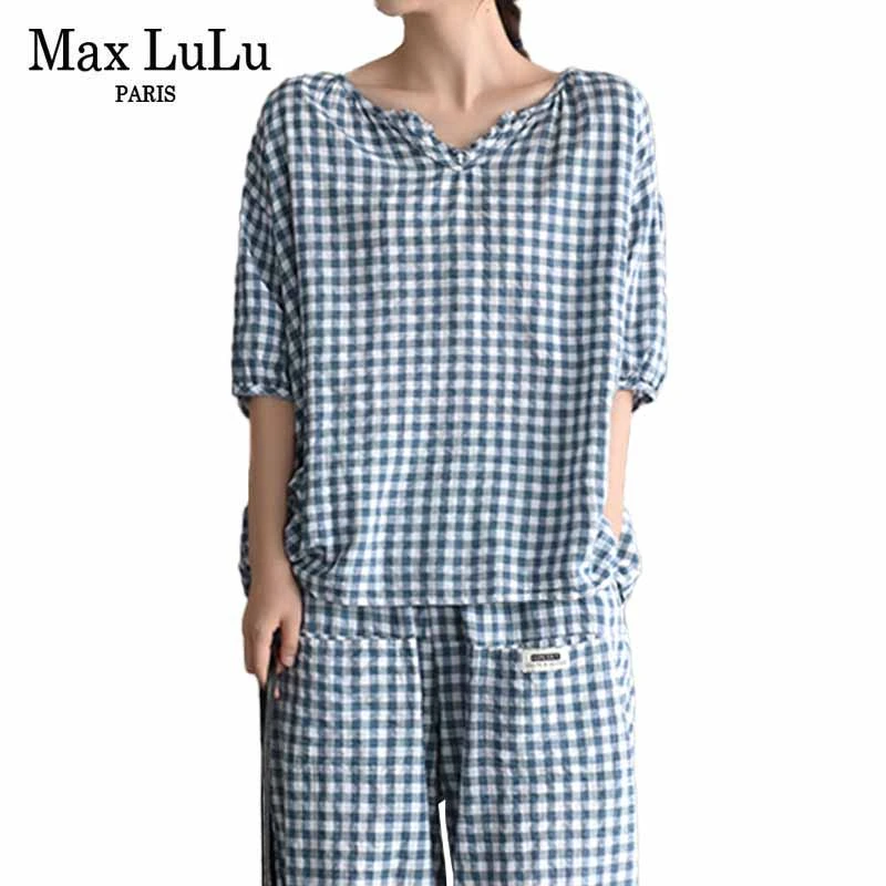 Max LuLu 2020 летние модные корейские женские топы и брюки повседневные комплекты из 2