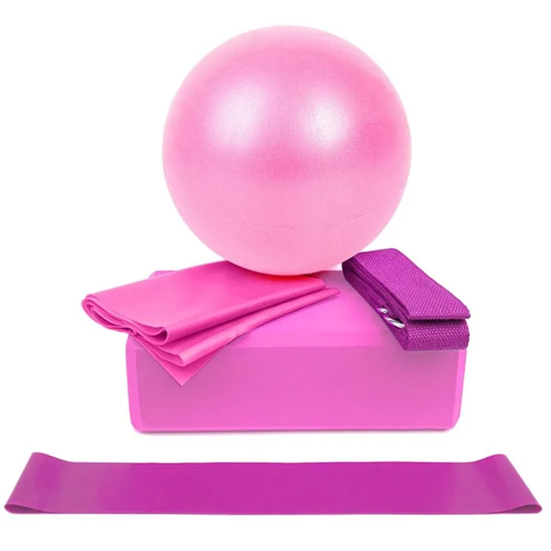 

5pcs/set Elastic Pull Rope Fitness Exercises Yoga Ball Yoga Brick Latex Pull Towel Stretch Band And Resistance Ring