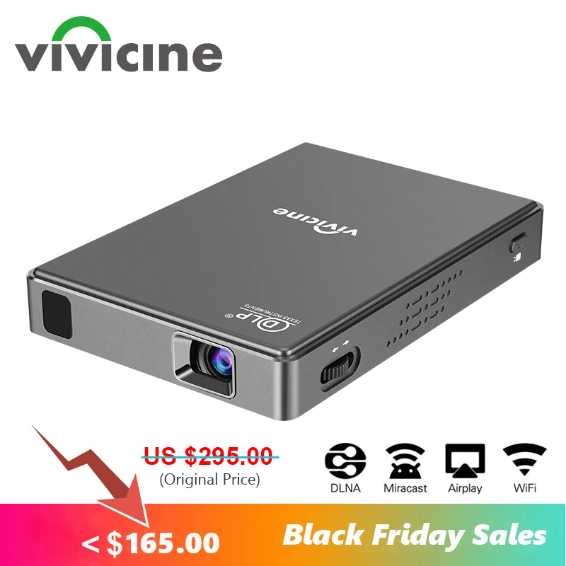 VIVICINE T10 wifi светодиодный мини-проектор, встроенный аккумулятор Andriod 7,1 Bluetooth, поддержка проводного зеркального отображения и беспроводной Miracast/DLNA